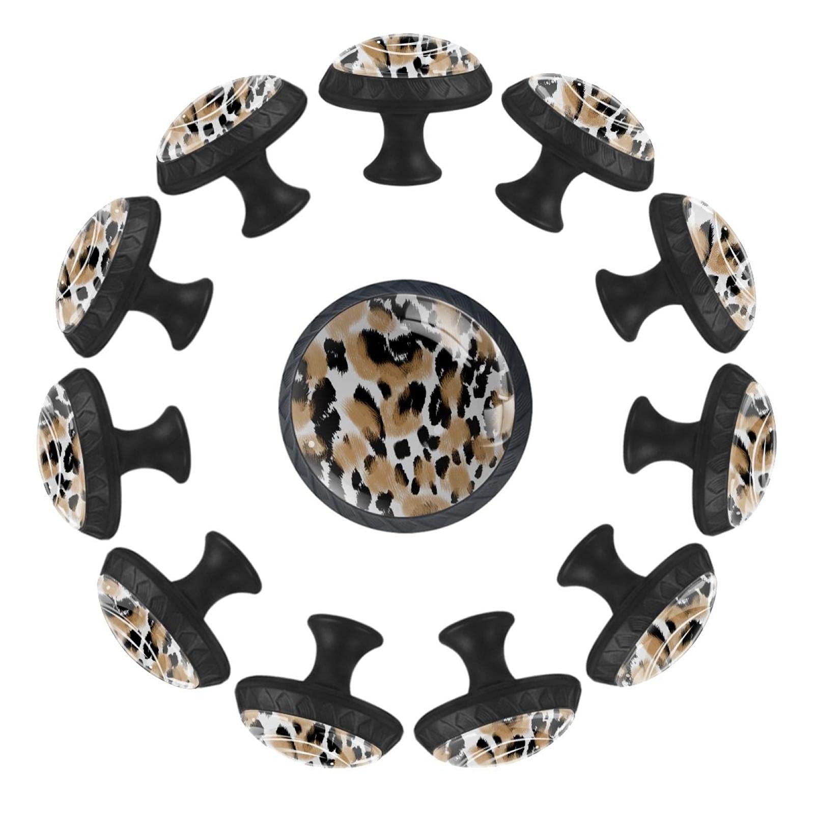 Boutons de tiroir ronds léopard 35 mm (Lot de 12) pour commode et chambre