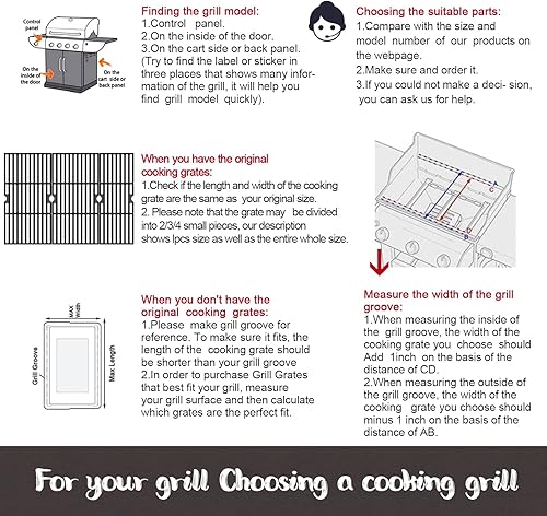 Miniatura 9 de GGC Rejillas de parrilla de 18.75" para Weber Genesis ii E-310, E-315, E-325, E330, E335, S-310, S-335, S-345 Genesis II LX S-340, LX E-340, 2