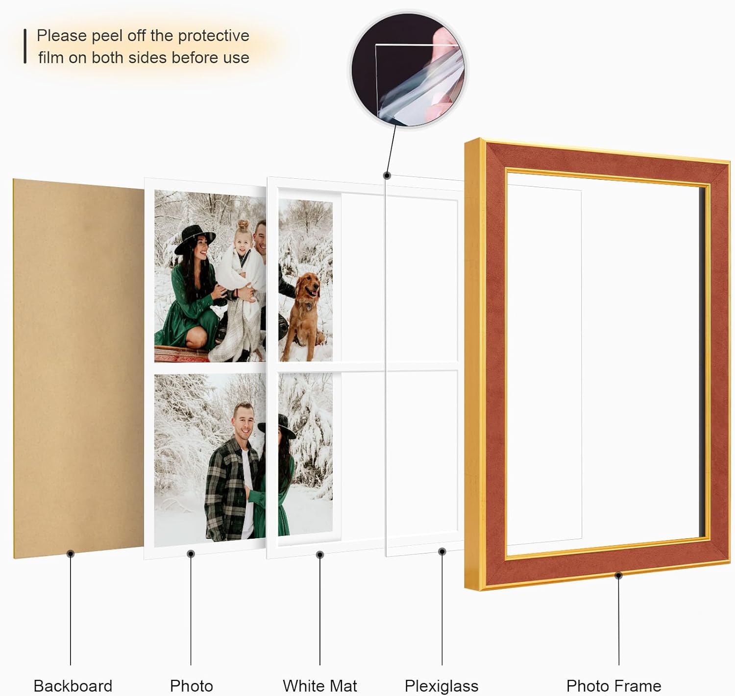 suede 11x17 picture frame display 2 opening double 8x10 picture frames collage wall decor with mat,multi photo frame for plexiglass,wall decor,1pack,brown suede-brown 11x17-(2 open 8x10)