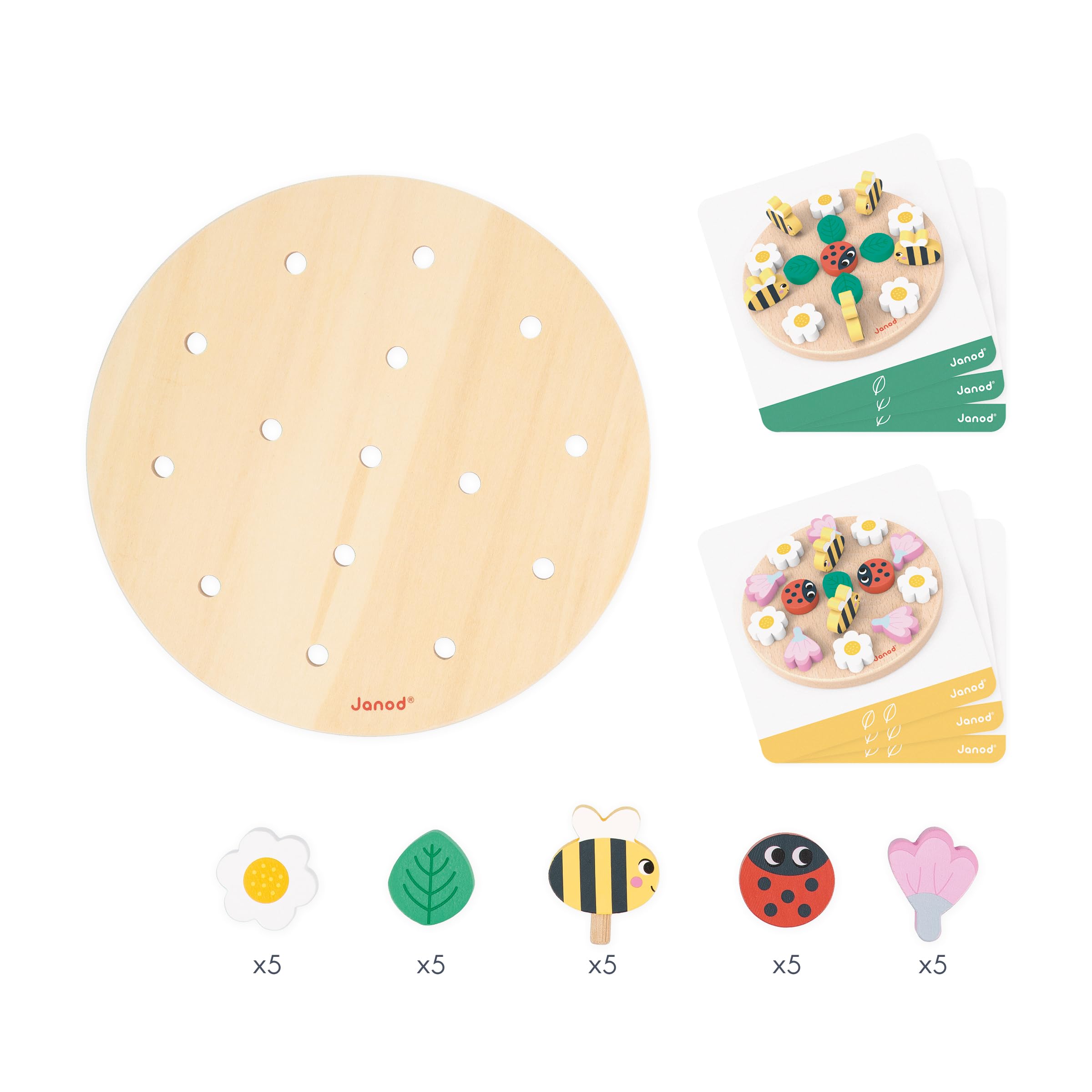 Janod - Gamma Pedagogia - Il Mio Primo Mandala Giardino - Sviluppa Concentrazione e creatività - Gioco Educativo per Bambini - Gioco in Legno FSC - dai 24 Mesi, J05084