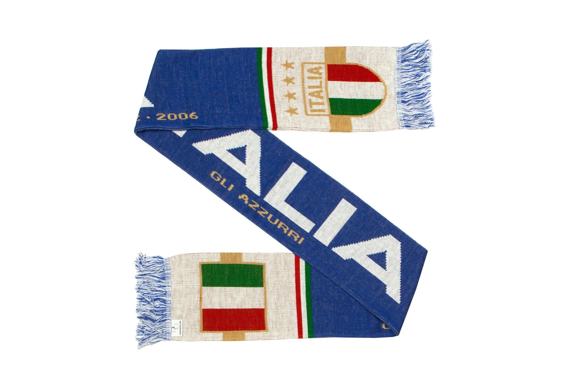 Euroscarves Unisex Blue, White, Green, Red, Gold Italy Italia Soccer Knit Scarf