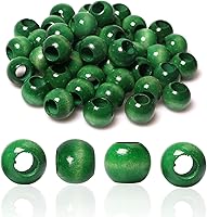 Vista 25 de 50 Piezas Cuentas de Madera Agujero Grande Cuentas de Madera para Manualidades de Macramé, Cuentas de Madera Sueltas Espaciadoras Redondas