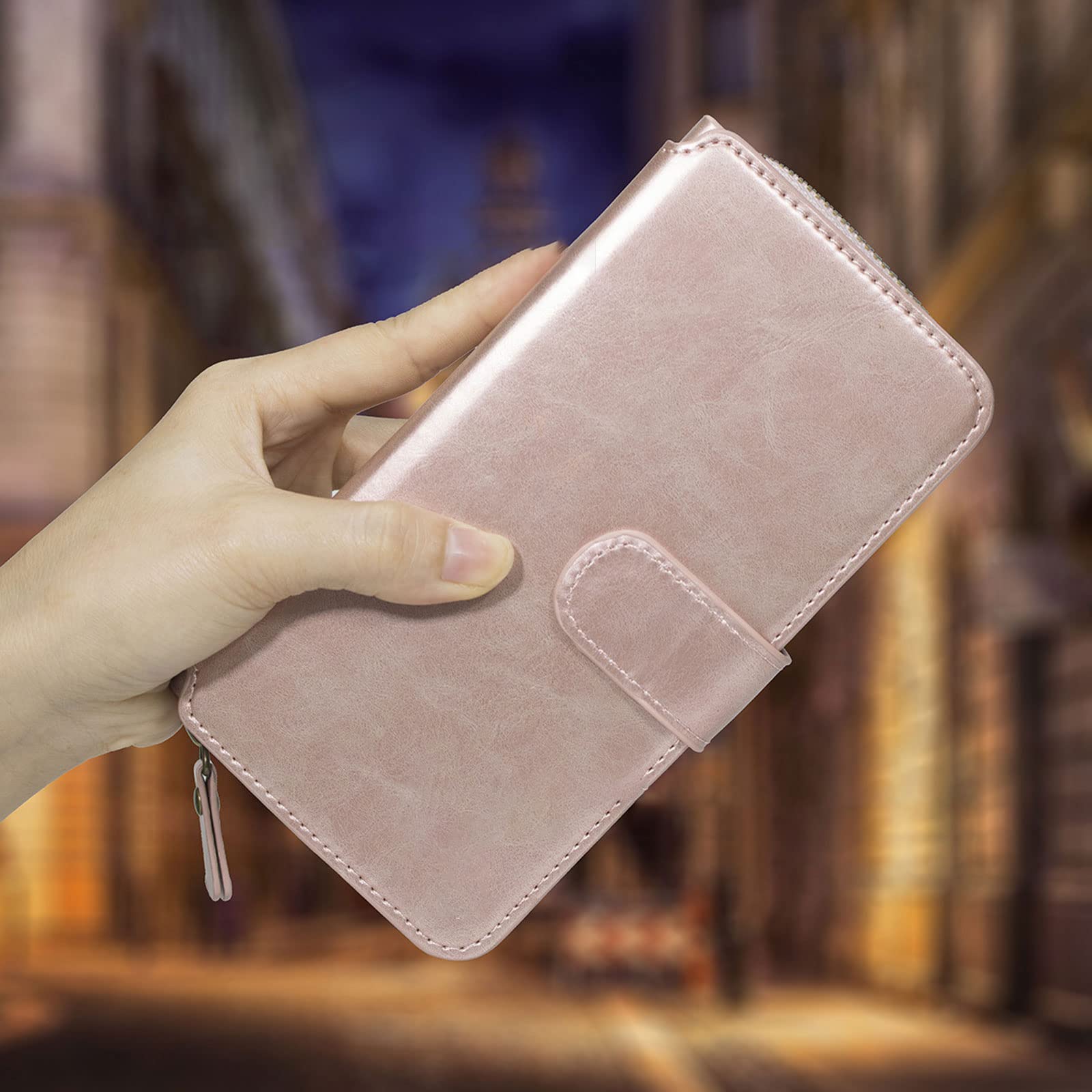 Etui do iPhone 14 / 14 Pro / 14 Plus / 14 Pro Max, skórzane etui portfelowe w stylu retro, zamek błyskawiczny, etui na telefon komórkowy, skóra PU, z klapką, bumper, z 8 przegródkami na karty, funkcja stojaka, czerwone, 14 Pro Max 6,7"