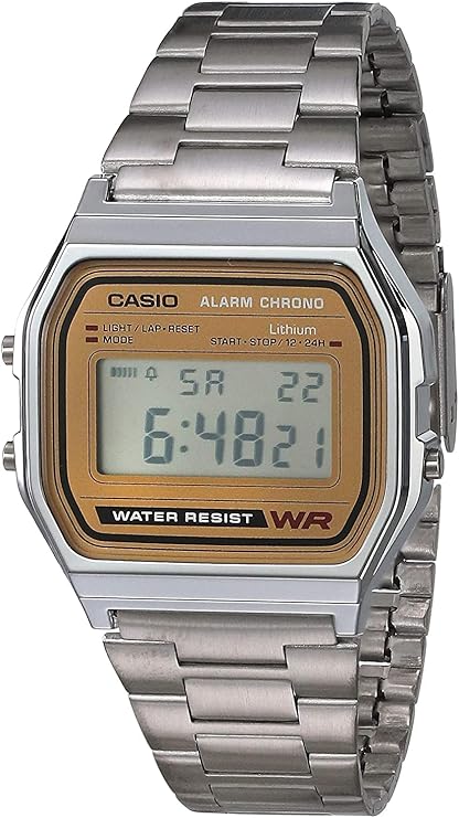 Casio A158WA Series | Unisex Digital Watch | Vintage | WR | 100 SEC Stop Watch | Daily Alarm | Regular Time Keeping: Hour, Minute, Second, PM, Date, Day | Led Light | 7 Yr Battery