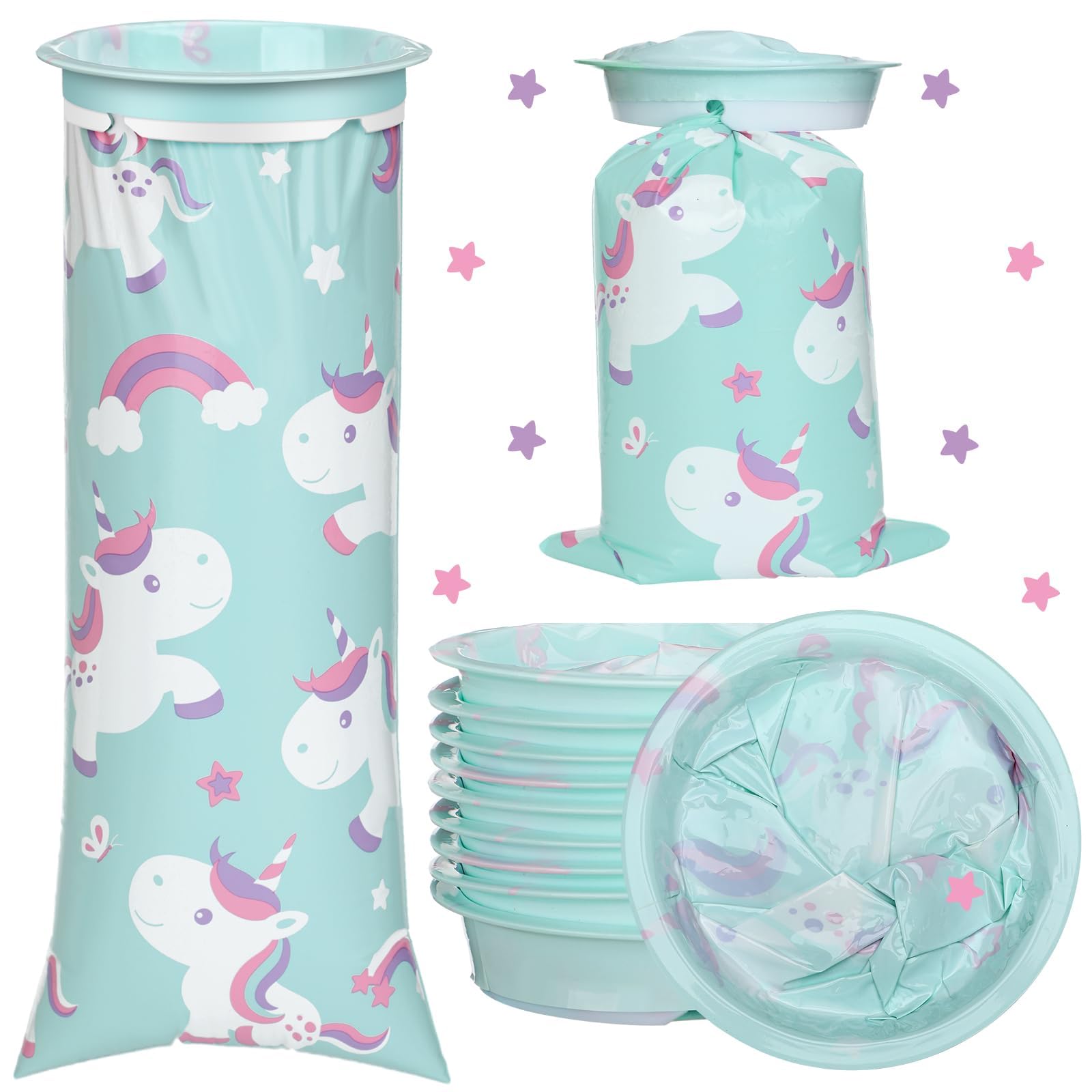 25 Pack Vomit Bags, Disposable 1000 ml Emesis Bags, Portable Leak Proof Self Sealing Barf Bags for Motion Car Sickness Taxis Airplane Travel