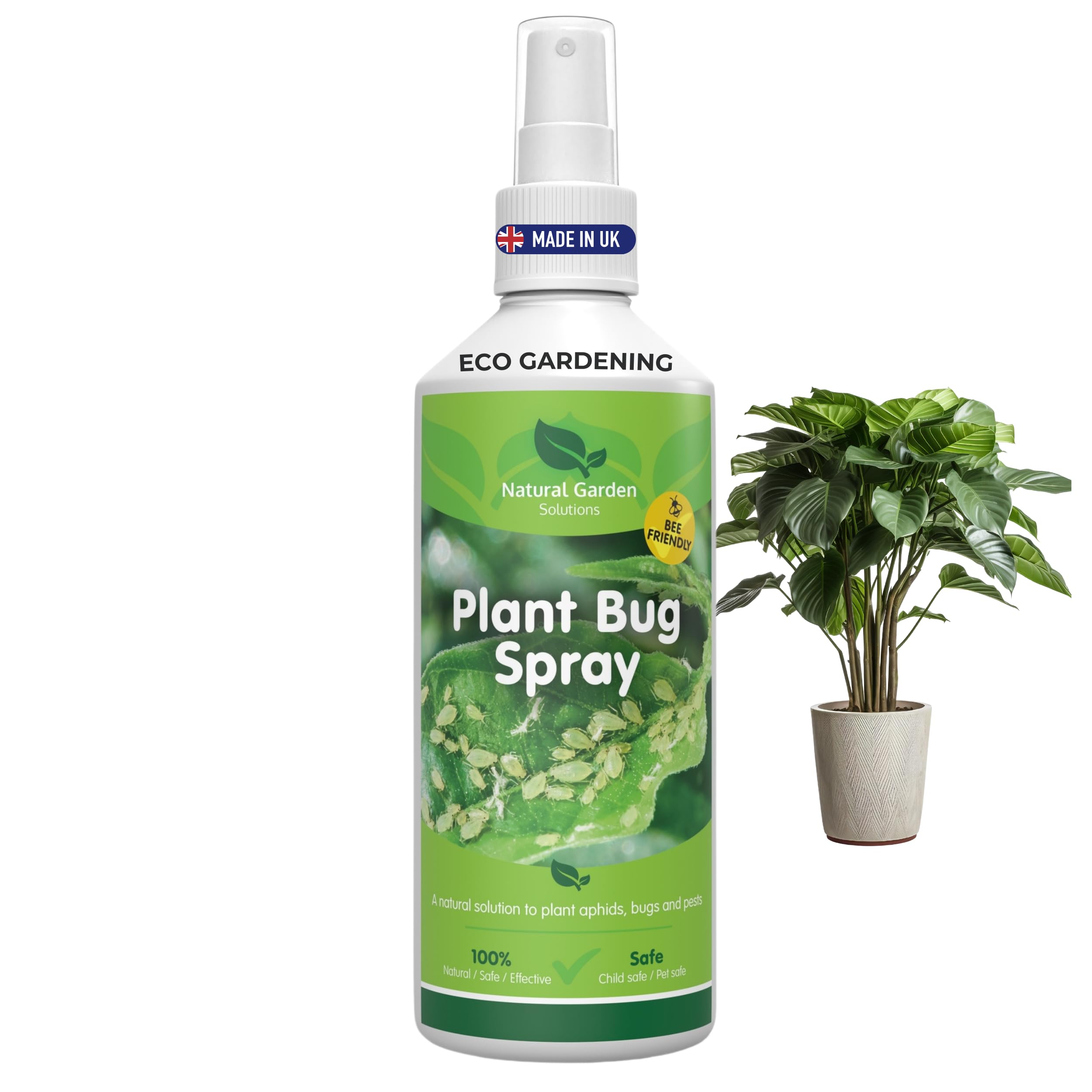Organic Plant Spray Bee Friendly Flowers Fruit Vegetables Pest Control Greenfly Blackfly Aphids Spider Mites Mealybugs Scale Mildew Indoors Outdoors Gardening 250ml