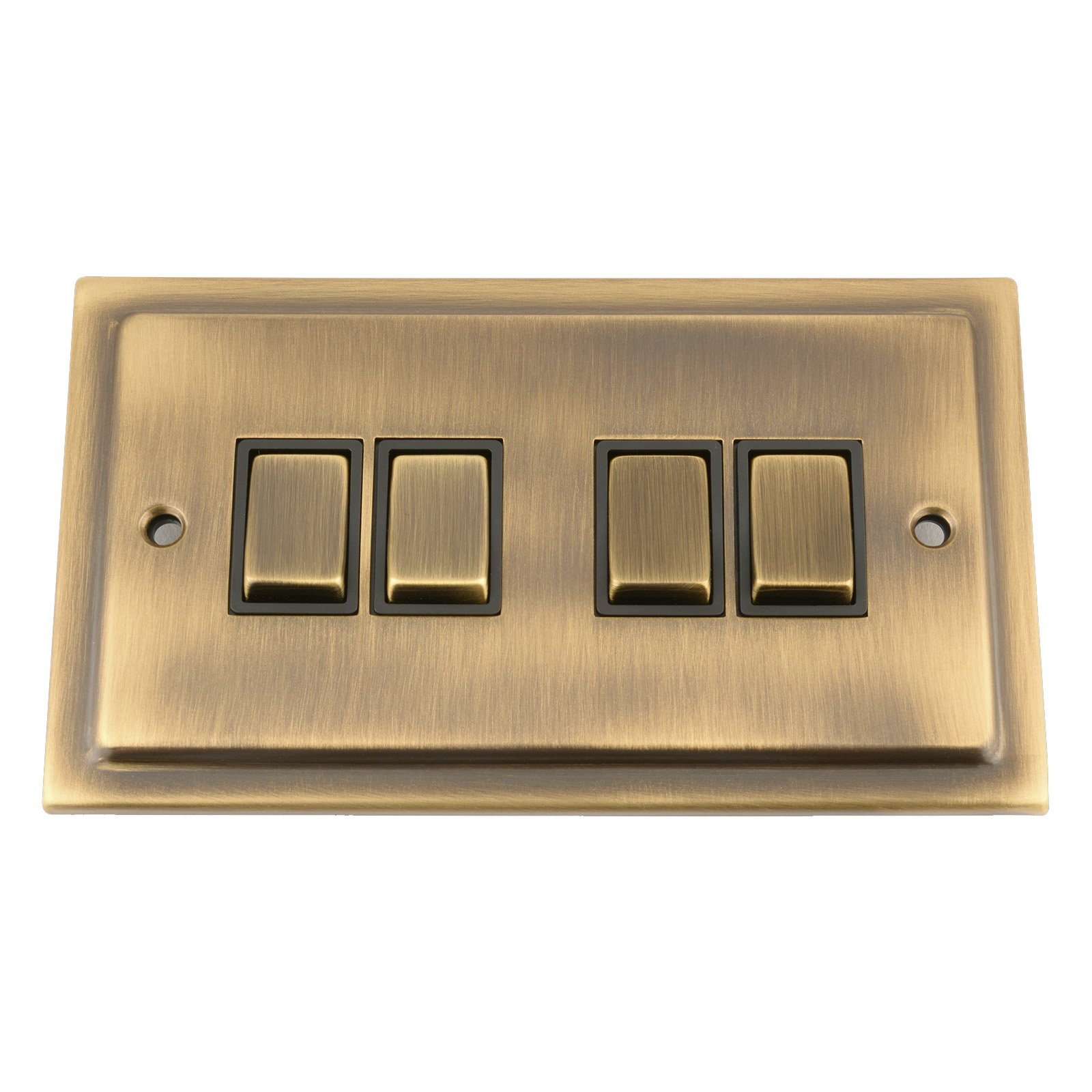 A5 Products Victorian Antique Brass Light Switch 4 Gang 2 Way 10 Amp - Victorian - Antique Brass