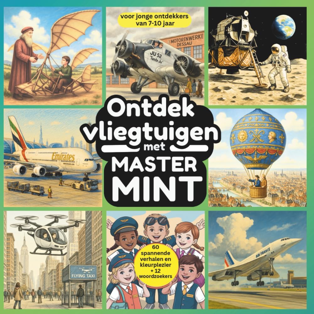 Ontdek vliegtuigen met Master MINT: 60 spannende verhalen en kleurplezier + 12 woordzoekers | voor jonge ontdekkers van 7-10 jaar (Master MINT - Nederland)