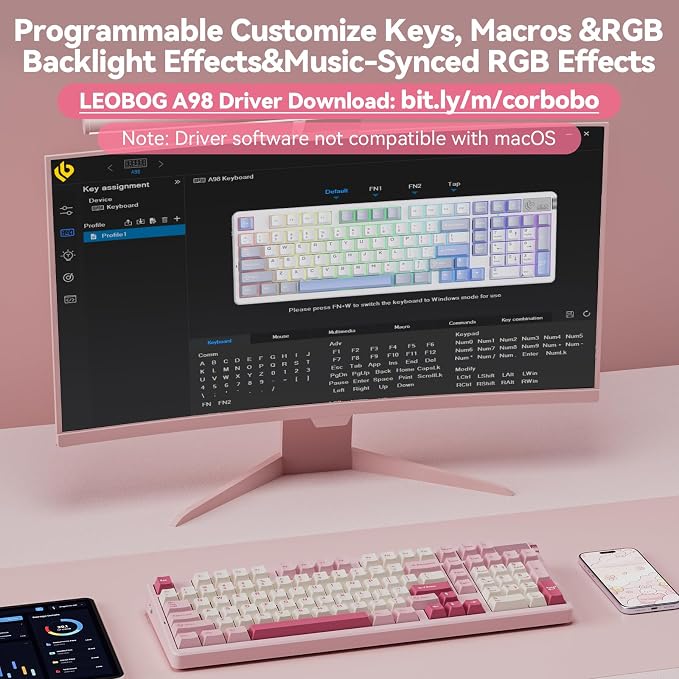 Teclado Mecánico Inalámbrico CORBOBO A98 con Retroiluminación RGB y NumPad miniatura 8