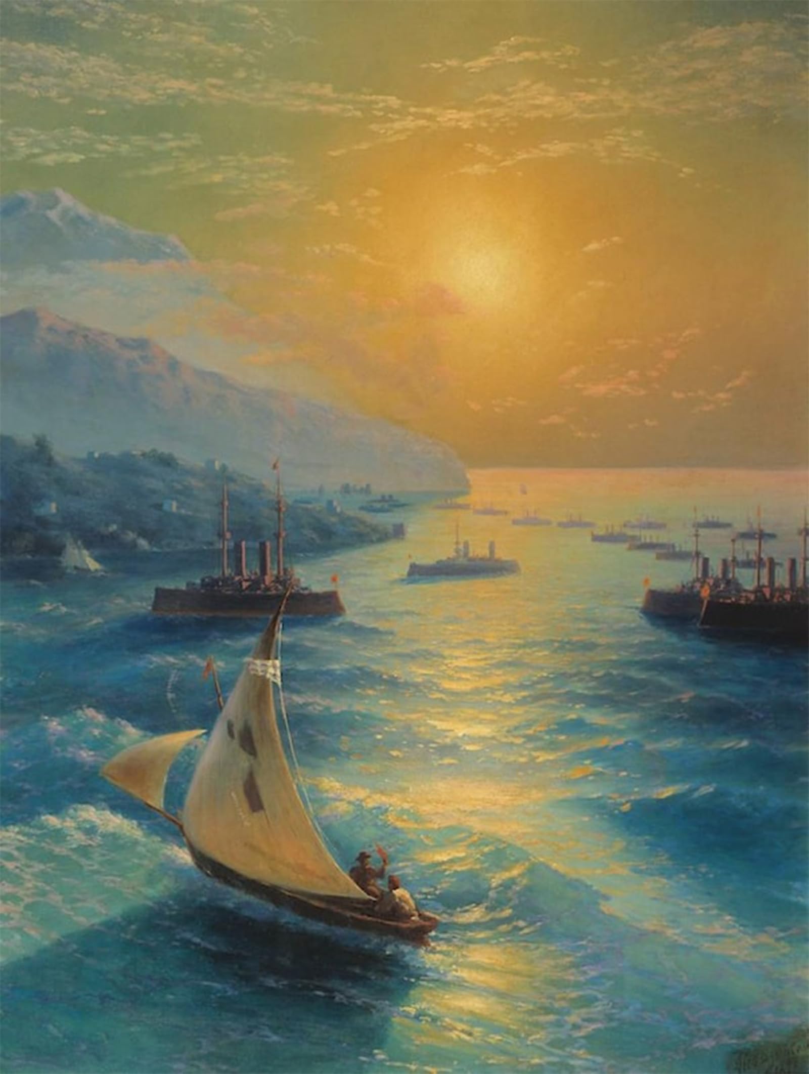 Cuadro de barcos en el ataque a Feodosia para decorar tu dormitorio con arte 5