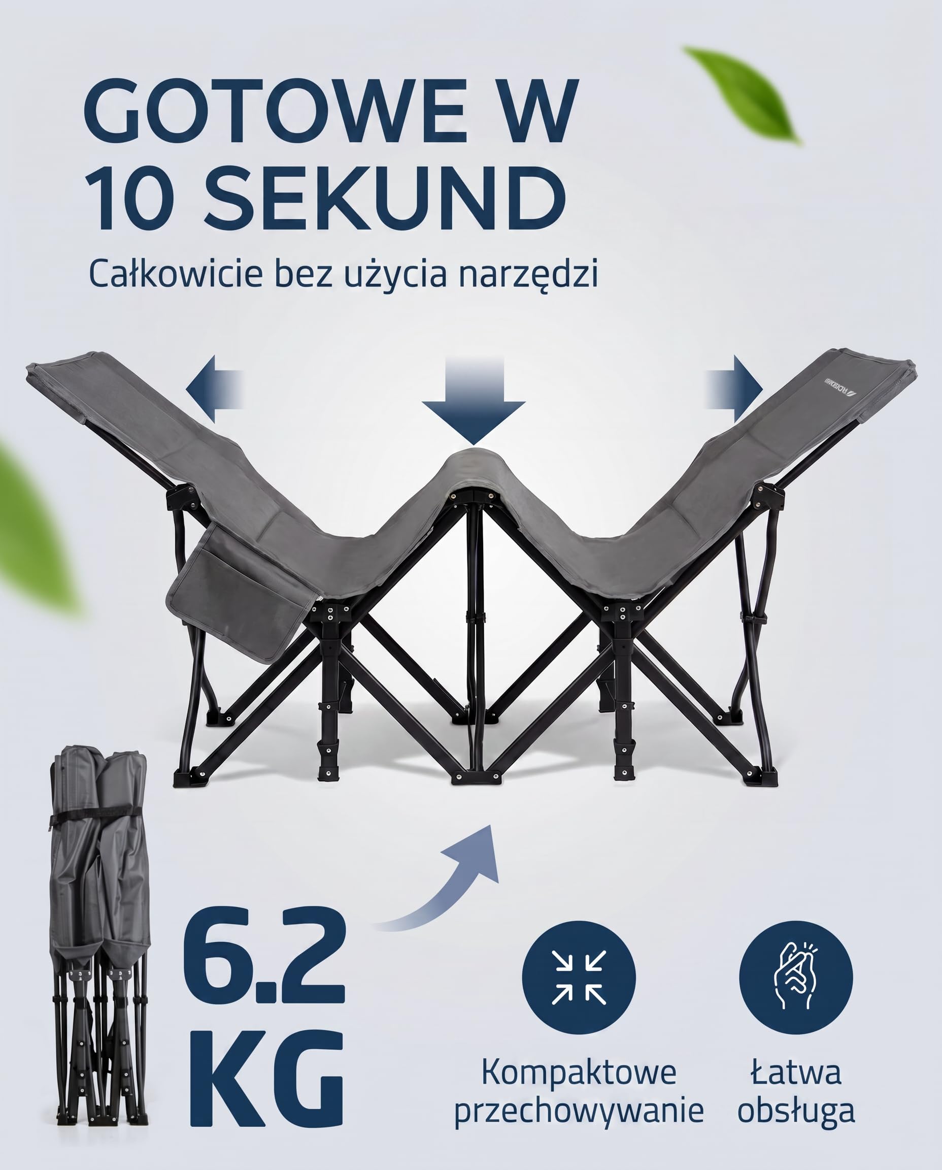 NORDMUT® Składane łóżko polowe z wygodnym materacem – Stabilne łóżko campingowe o nośności do 200 kg – Premium dla gości do camping, ogrodu i podróży (Popielaty/bz nakładem)