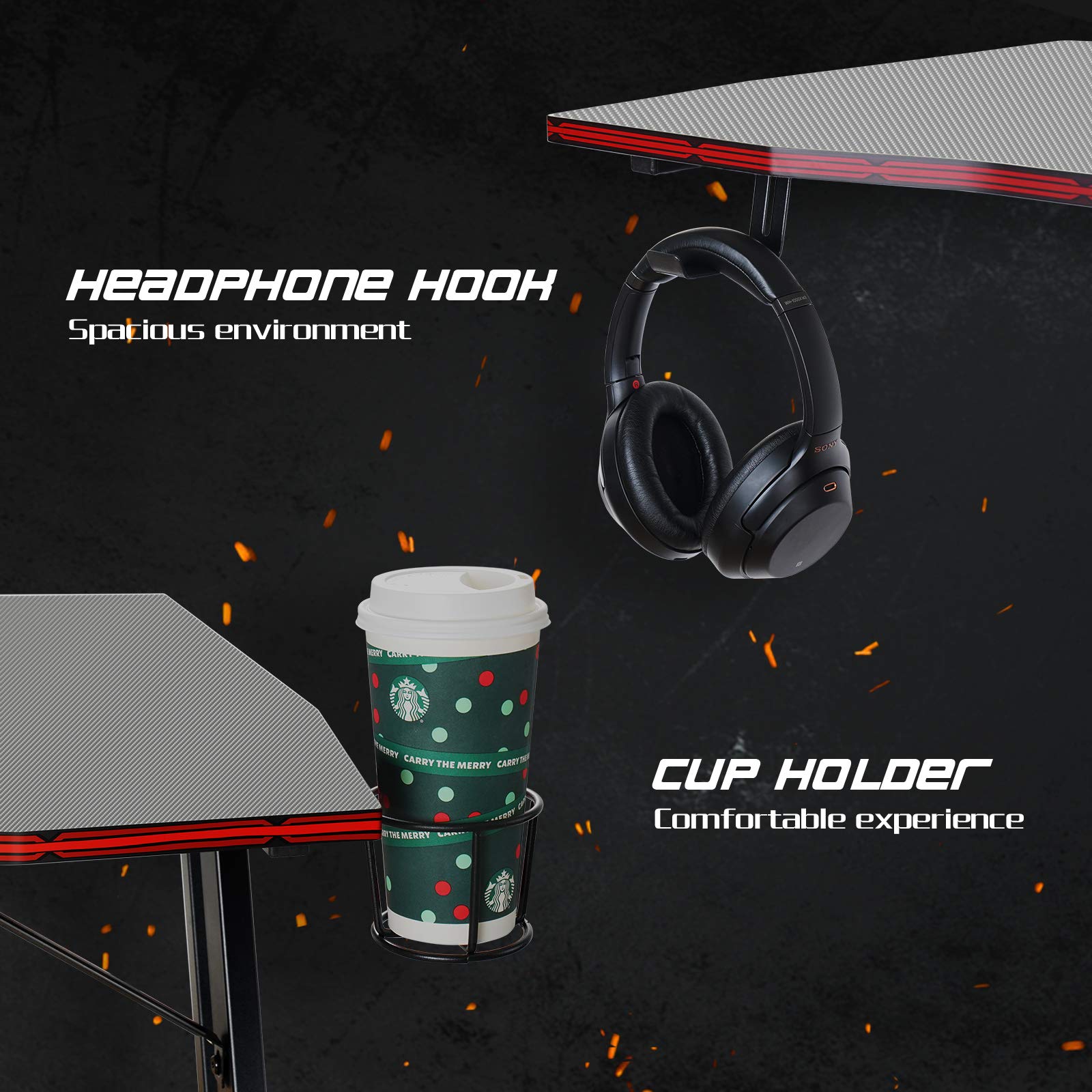 21/mo Finance DESINO Gaming Desk 47 inch PC Computer Desk, Home