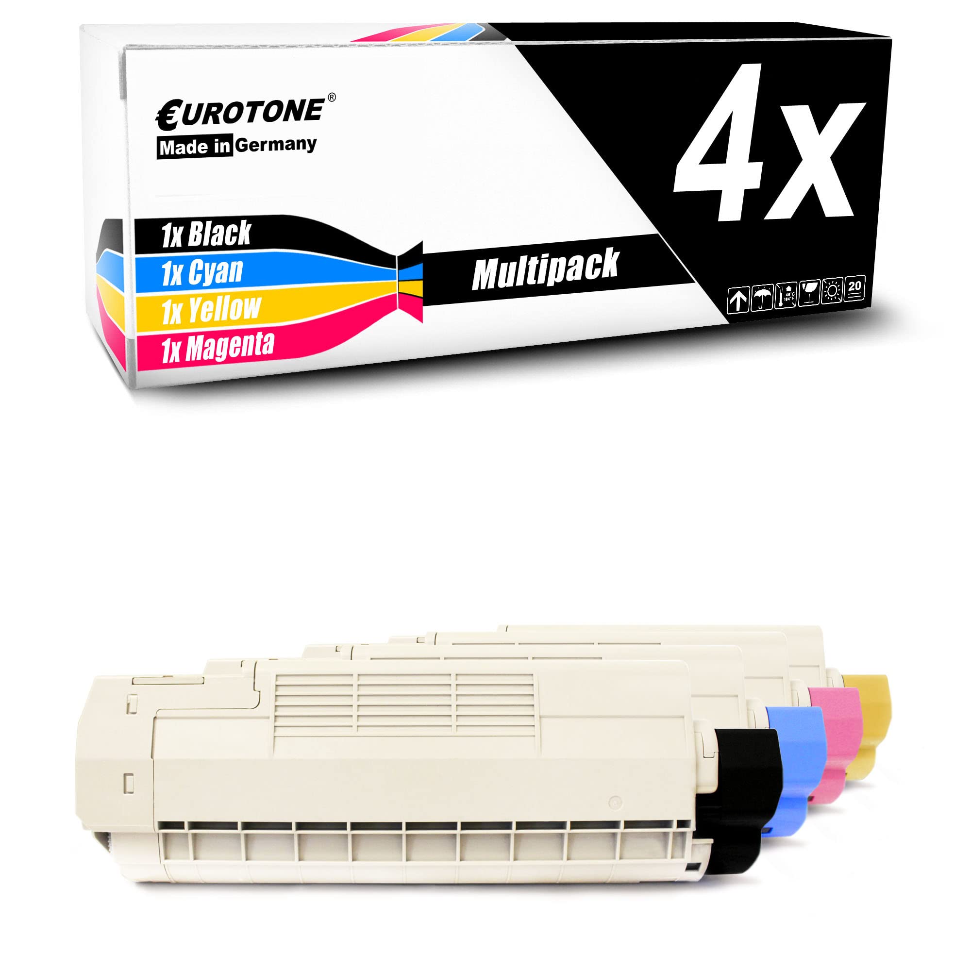 Eurotone Toner 4X toner kompatybilny jako zamiennik do Oki ES6410DN zamiennik zestaw czarny niebieski czerwony żółty kartridże