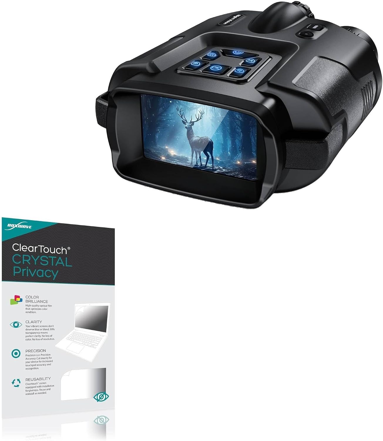 BoxWave Screen Protector Compatible With Diyimin Night Vision Binoculars - ClearTouch Crystal Privacy (2-Pack), Privacy Screen Protector Flexible Film Clear
