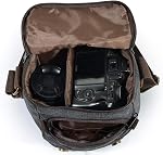Waterproof Canvas Leather Trim DSLR SLR Shockproof Camera Shoulder Messenger Bag­ (Dark Grey)