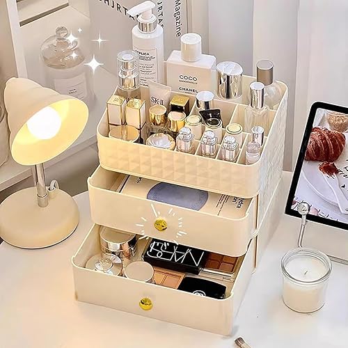 Miniatura 2 de Organizador de maquillaje con cajones apilables, organizador de cosméticos de gran capacidad con bandeja de maquillaje, vitrina apilable de