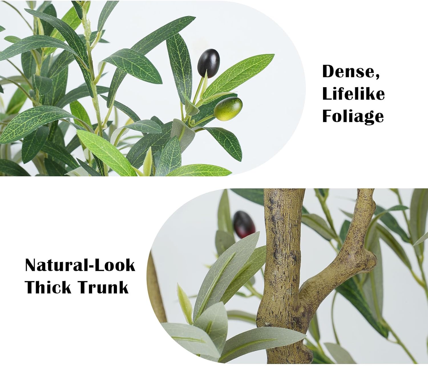 6FT Artificial Olive Tree with Elegant Planter & Moss, Faux Olive Tree Indoor with Natural Wood Trunk & Lifelike Leaves, Tall Fake Plant for Living Room Home Office Decor – Housewarming Gift