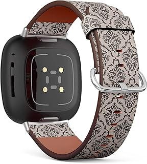 CJBROES Replacement Leather Watch Band, Compatible with Fitbit Versa 3 and Fitbit Sense of Wristband Bracelet Accessory - Floral Design