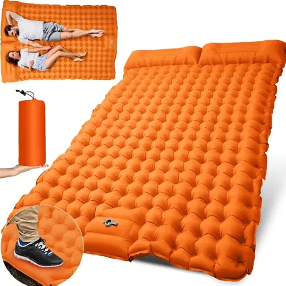 NOVEVE Colchão Inflável Casal Automático De Acampamento Ao Ar Livre（Laranja）
