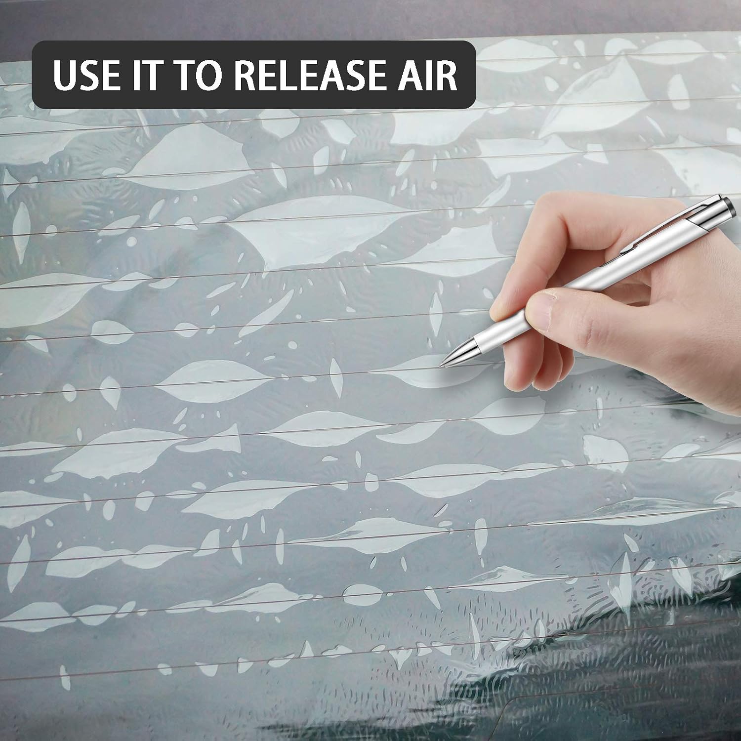 Precision Pin Pen Weeding Tool Stainless Steel Point Retractable Craft Weeding and Vinyl Air Release Pin Pen Tool with 2 Refills for Bubble Removal (Silver)