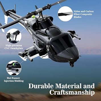 RTF Airwolf RC Helicopter - 27:1 Scale Collectible Remote Control Helicopter with Auto-Hover, 6CH Control & Dual Batteries for Adults Beginners,TV-Accurate Air Wolf Series Model