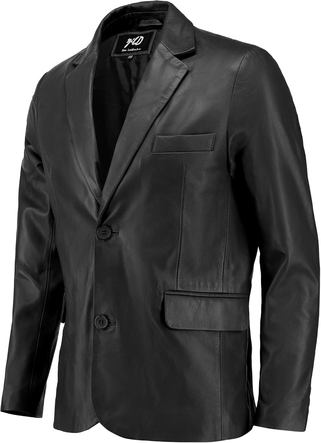 Jild Invisible Stitching Casual Leather Blazer for Men - 2-Button Closure Coat Style Regular Fit Lambskin Leather Jacket Men