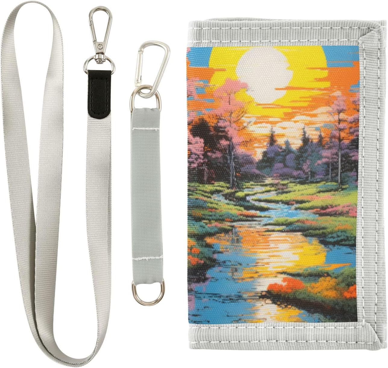 ALAZA Kids Wallets for Boys Girls Toddler Trifold Wallet Children Small Spring Sunrise Painting with Zipper Coin Pocket