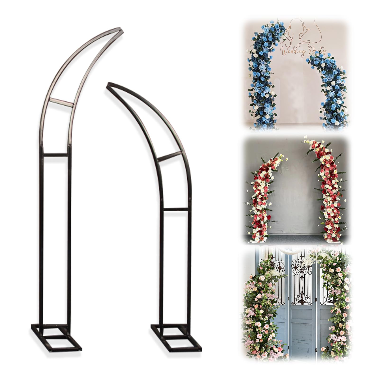 Kingbar Wedding Arch, Detachable Decorative Frame, Free Standing Metal Balloon Arch, Reusable DIY Wedding Backdrop For Garden Bridal Party, Schwarz, 1.5+1.8M