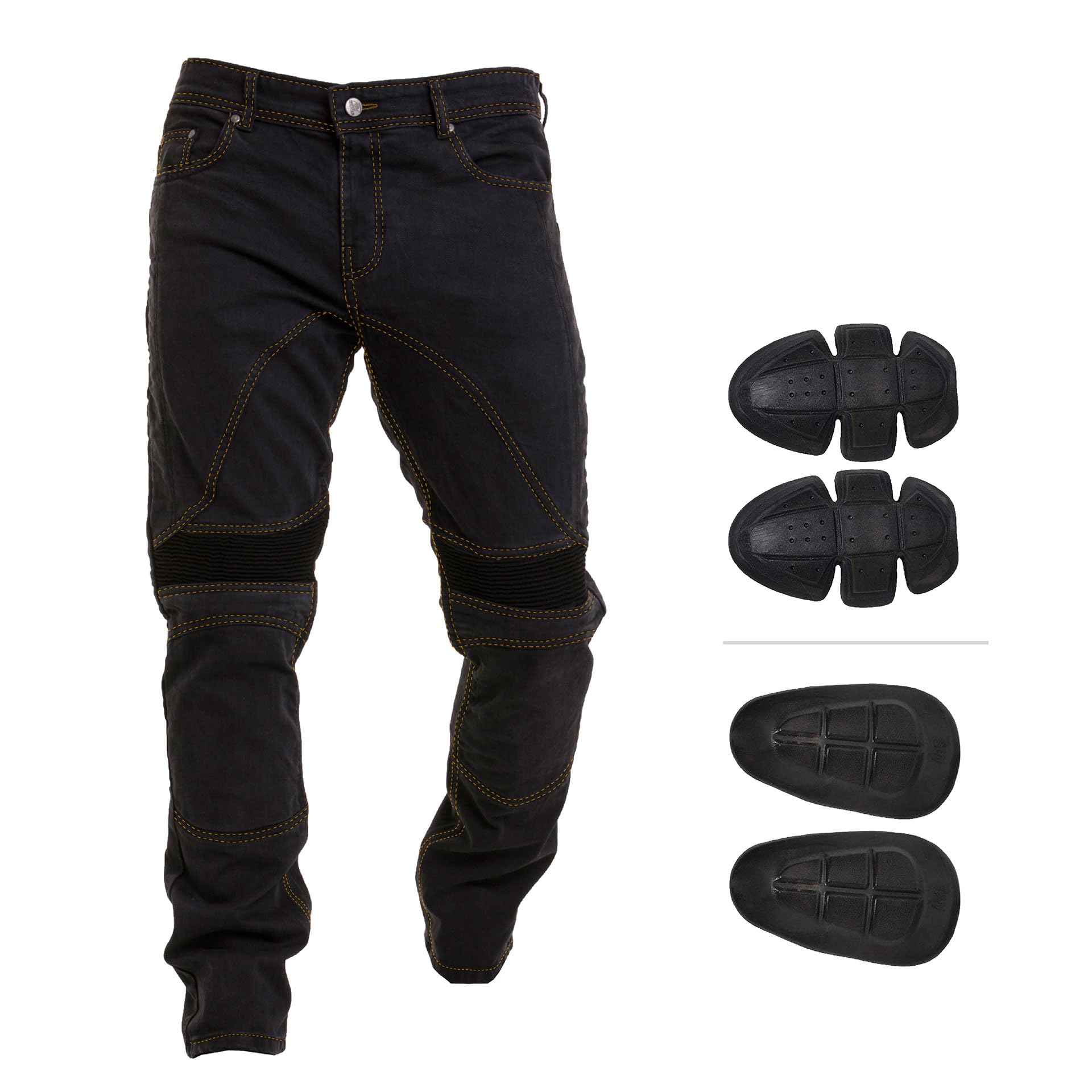 Juicy Trendz Men’s Motorcycle Jeans – Motorbike Riding Pants, Stretch Denim Biker Jeans with Removable Pads, Knee & Hip Protectors Safety Jeans for Men
