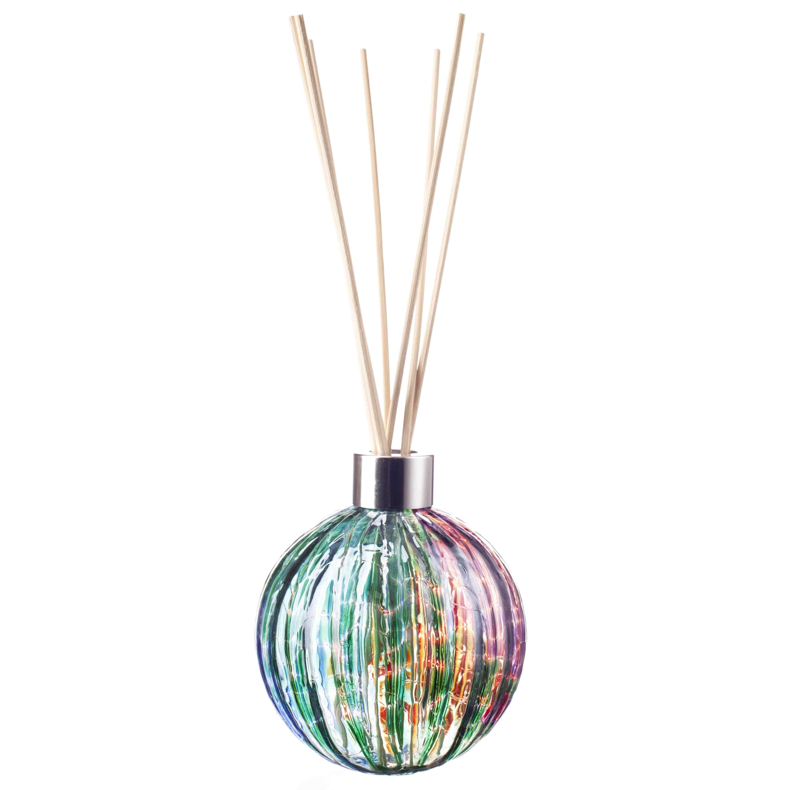 Amelia Art Glass Red, Blue, Purple & Green Glass Reed Diffuser Sphere Optic In