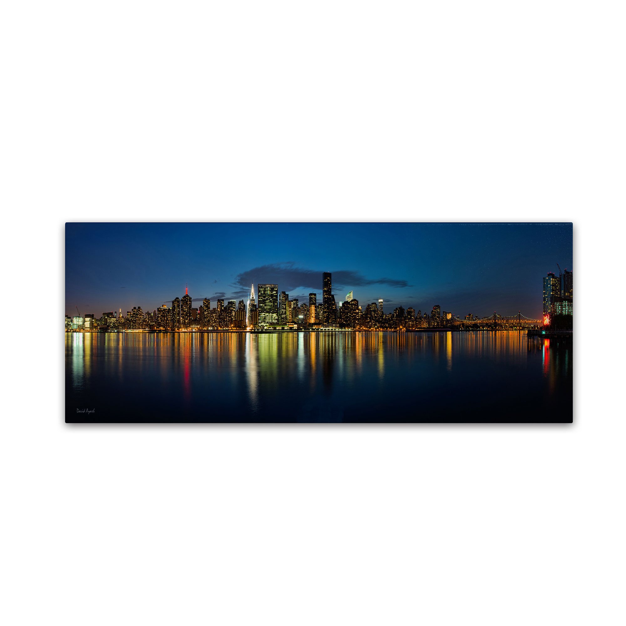Midtown Over The East River-II by David Ayash Wall Decor, 6 by 19-Inch Canvas Wall Art