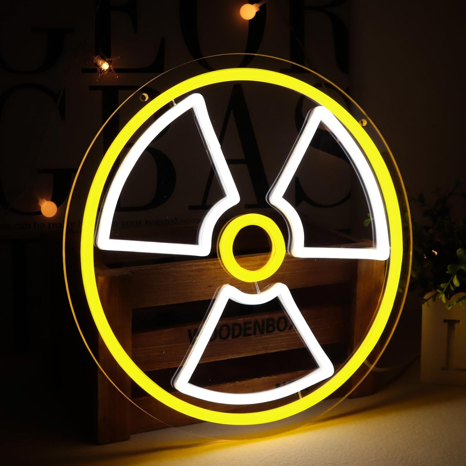 Nuclear Radiation Marker Neon Sign for Wall Decor,Led Nuclear Radiation Neon Lights for Bedroom Gaming Room, Dimmable Game Neon Signs Suitable for Christmas Birthday Party Gift12.2*12.2 Inch