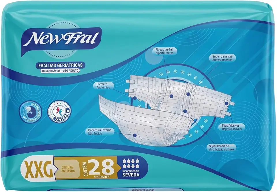 Fralda Geriátrica Adulto NeLFral XXG 28unid Severa