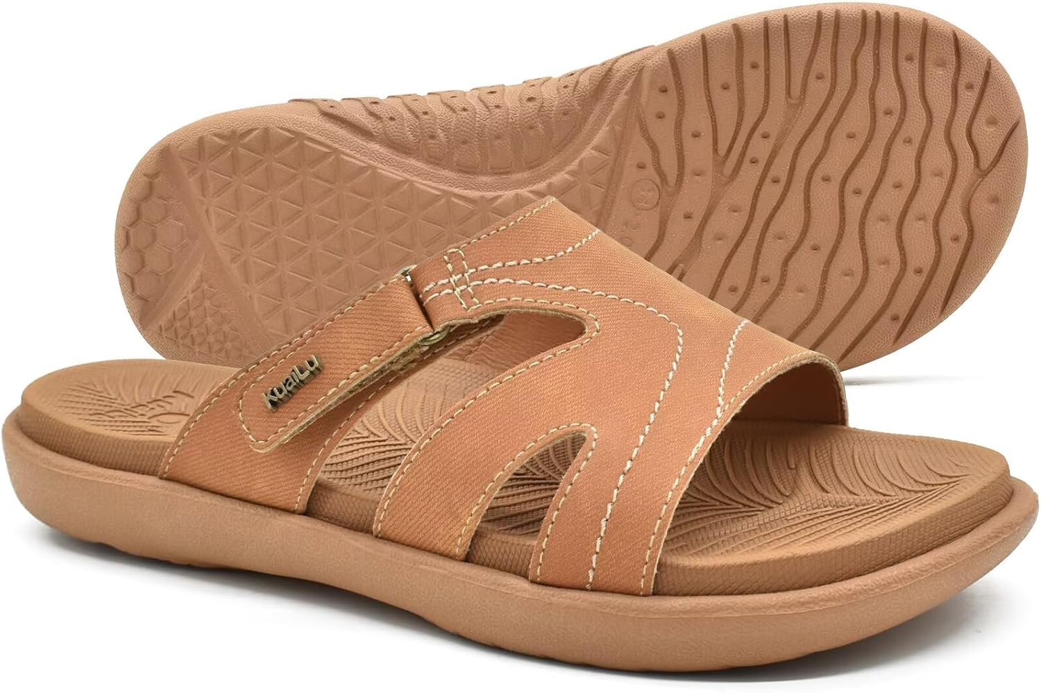 KuaiLu Womens Fashion Orthotic Slides Ladies Lightweight Athletic Yoga Mat Sandals Slip On Thick Cushion Slippers Sandals With Comfortable Plantar Fasciitis Arch Support - Image 7