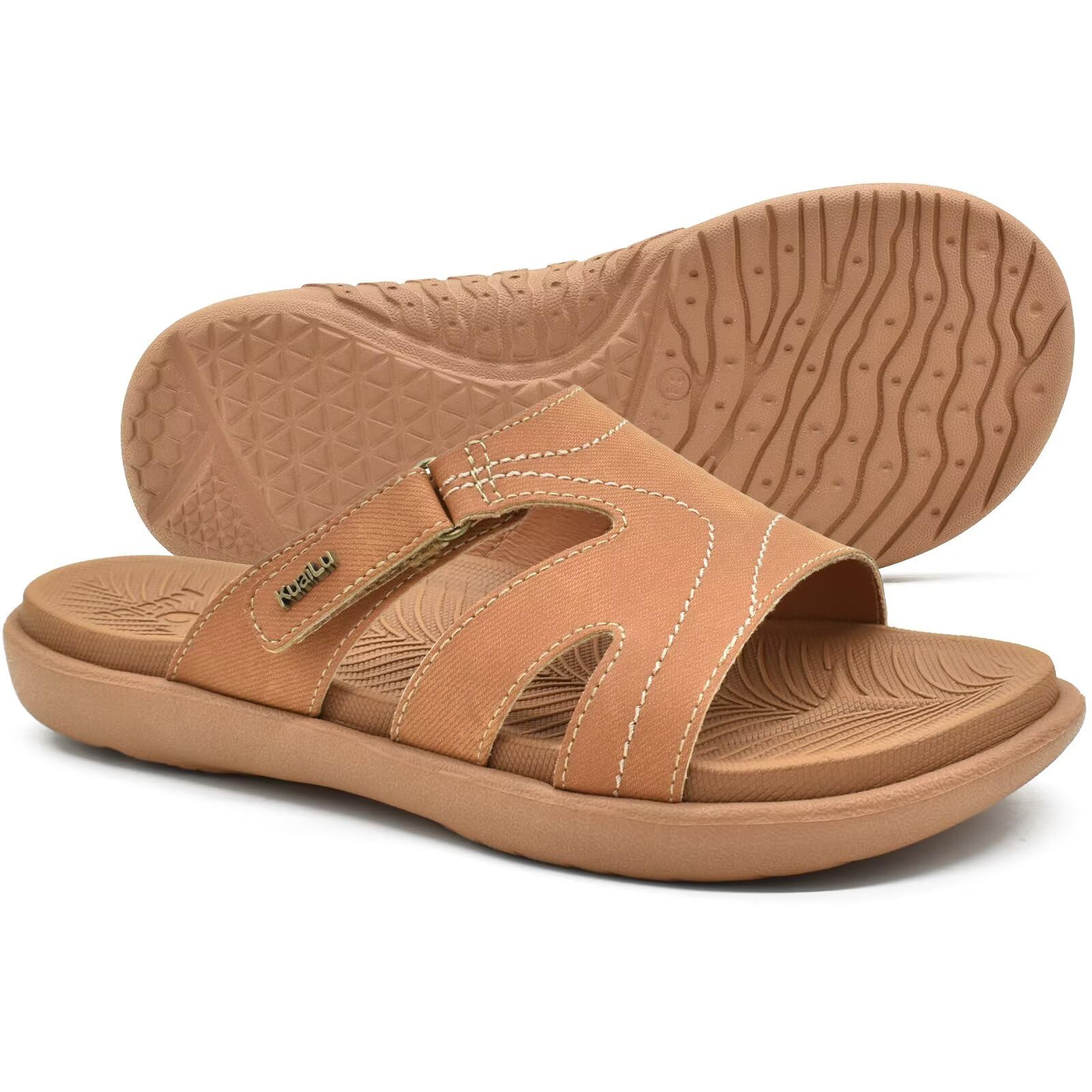 KuaiLu Chanclas Mujer Moda Ortopedicas Comodas Soporte del Arco Chancletas Baño Verano Cool Playa Piscina Ligera Abierta Goma Suela Sandalias