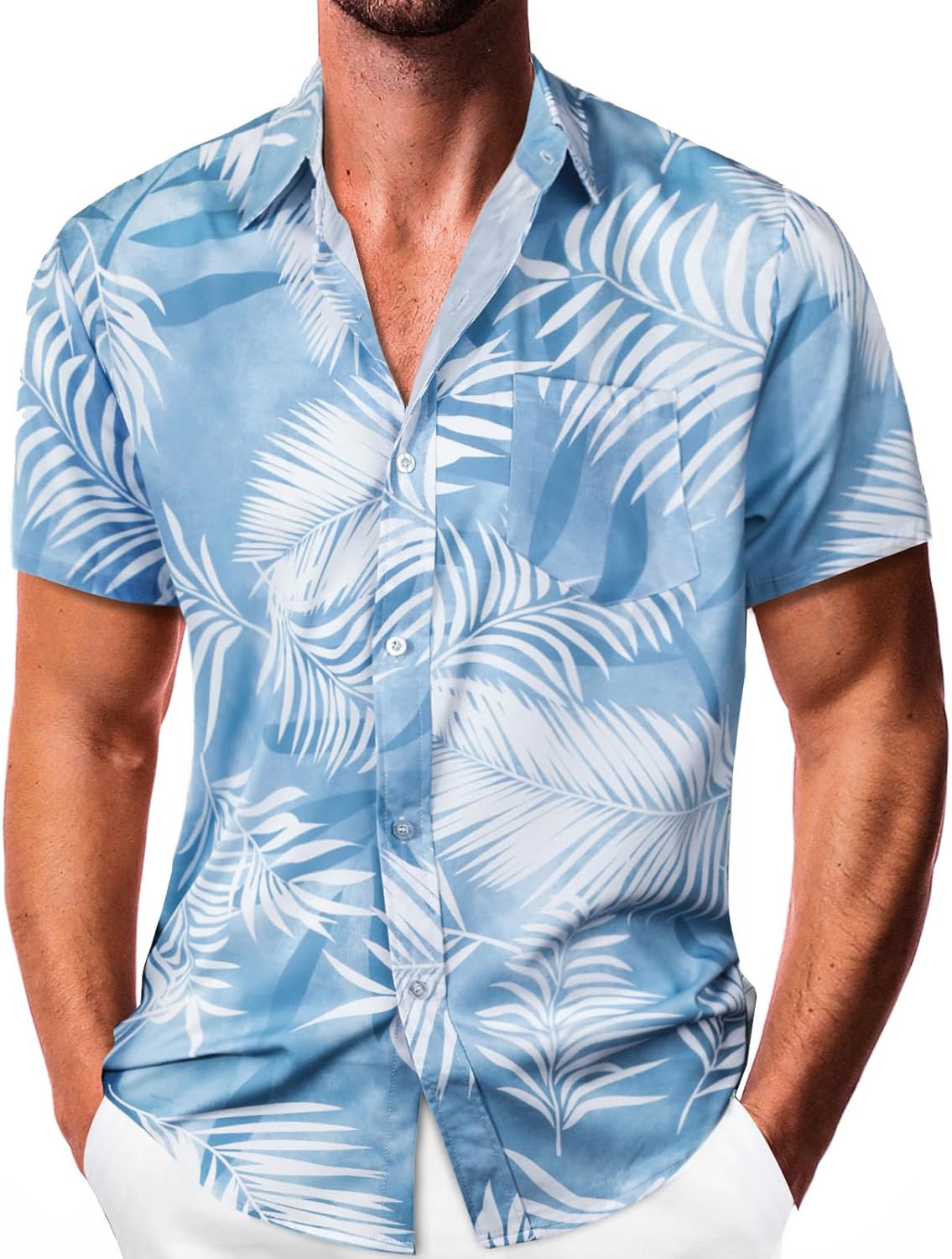 Sumolux Mens Hawaiian Shirts Floral Button Down Tropical Holiday Beach Shirts