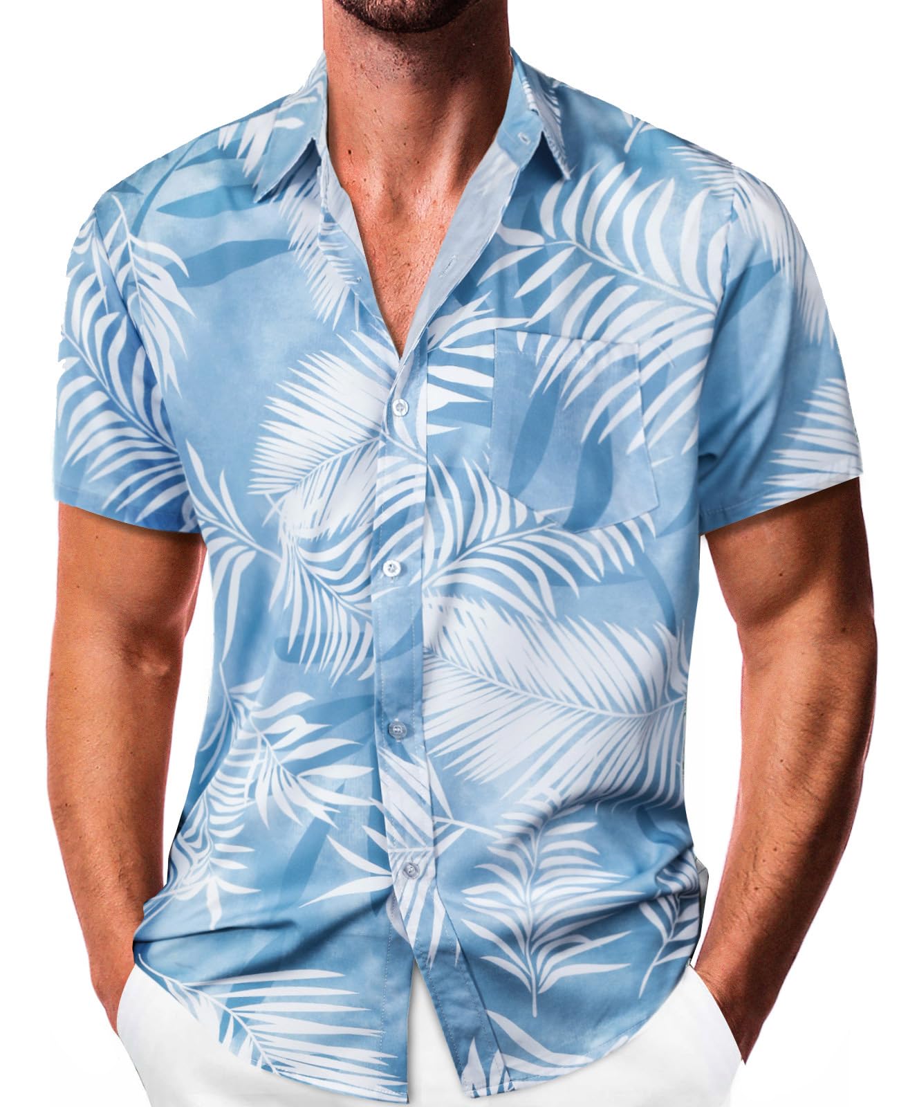 Sumolux Mens Hawaiian Shirts Floral Button Down Tropical Holiday Beach Shirts