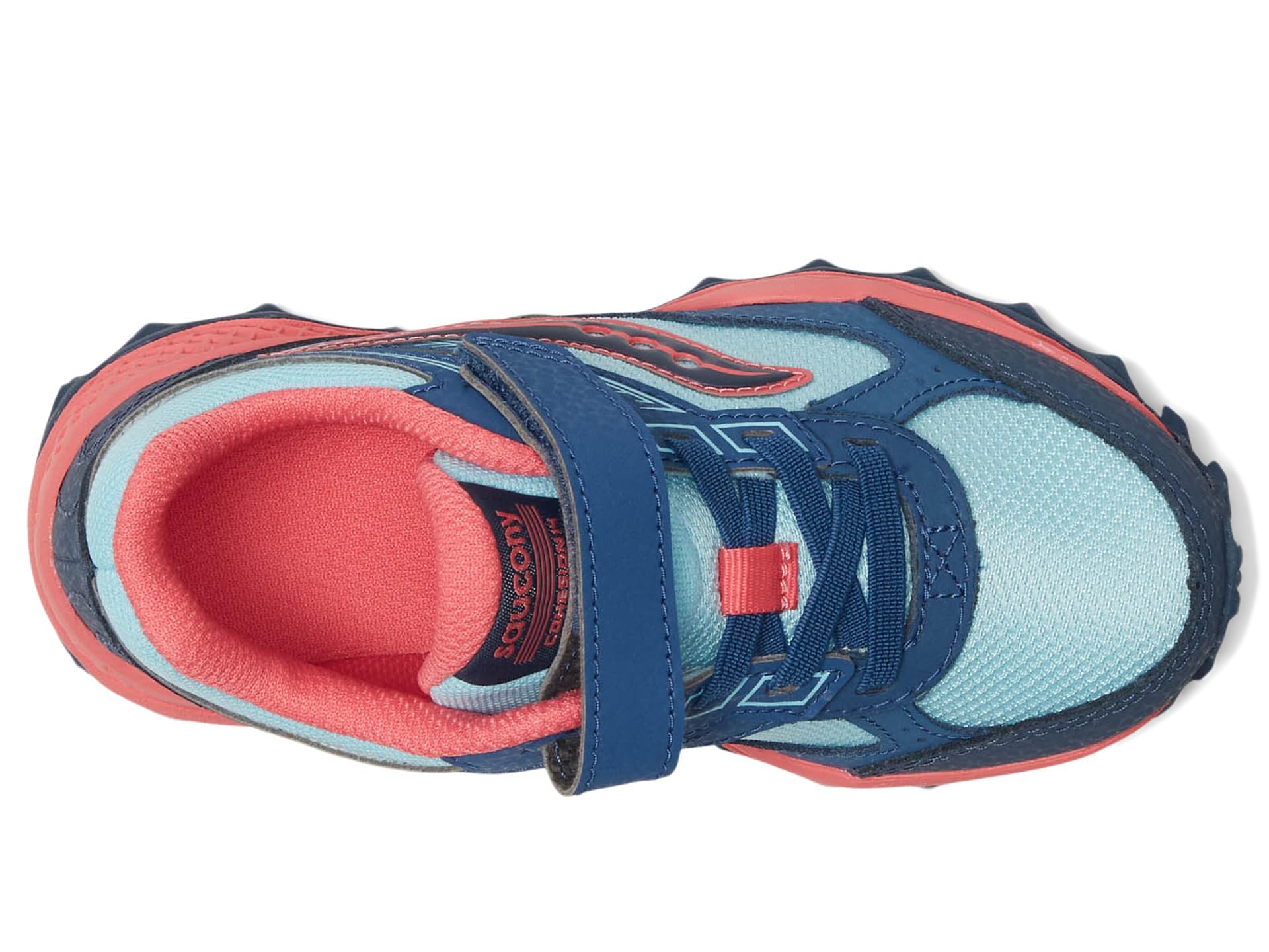 Saucony Cohesion TR14 A/C Trail Running Shoes (Little Big Kid) Sneaker, Aqua/Coral, 10.5 US Unisex