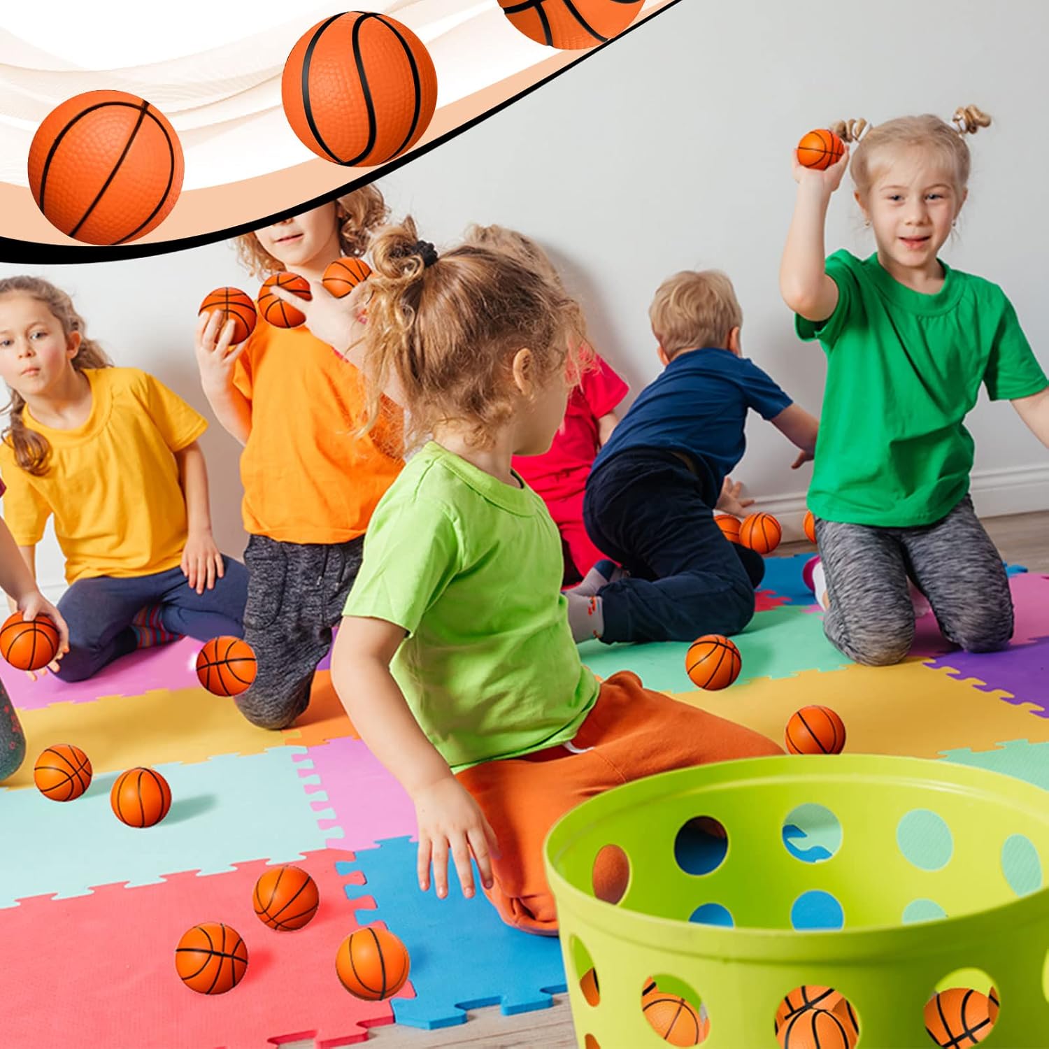 Libima 100 Pcs Mini Basketball Stress Balls 2'' Mini Foam Small Basketball Party Favors Squeeze Sports Balls for Anxiety Stress Relieving School Sports Theme Party Favor(Orange)