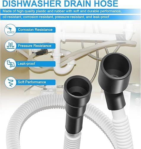 Miniatura 3 de 807117001 - Manguera de drenaje para lavavajillas Frigidaire Electrolux White Westinghouse Tappan lavavajillas 154753201 154369601