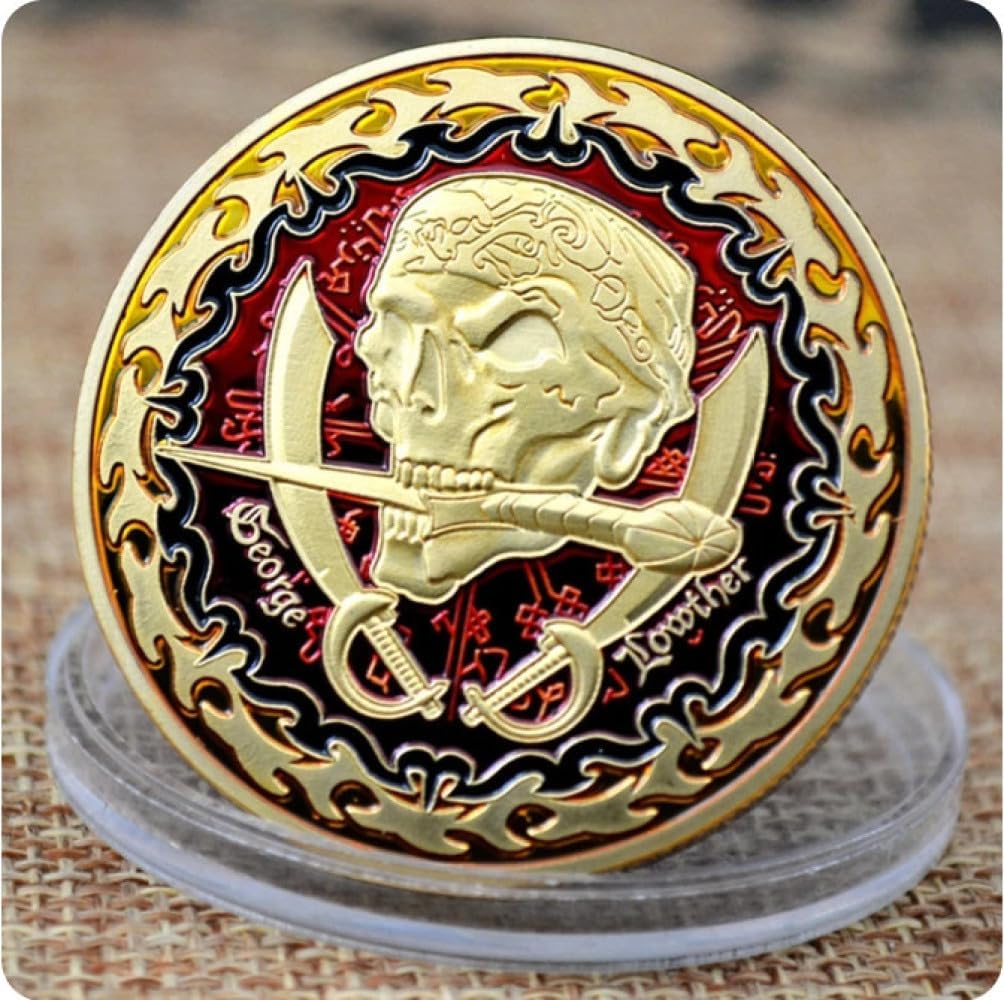 Commemorative Coins Skull Pirate Ship Gold Plated Collectible Coin Souvenir Coin Art Collection Gift