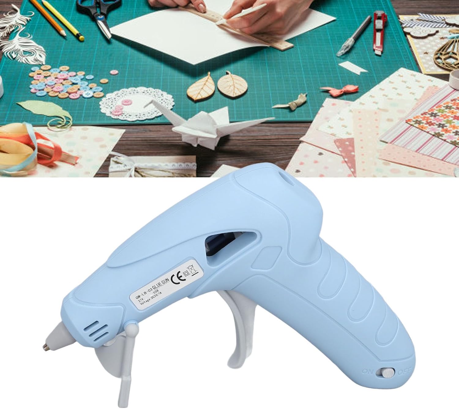 Cordless Hot Glue Gun, USB Rechargeable, Fast Preheating, with 30 Glue Sticks, Portable, for Art and Decorations