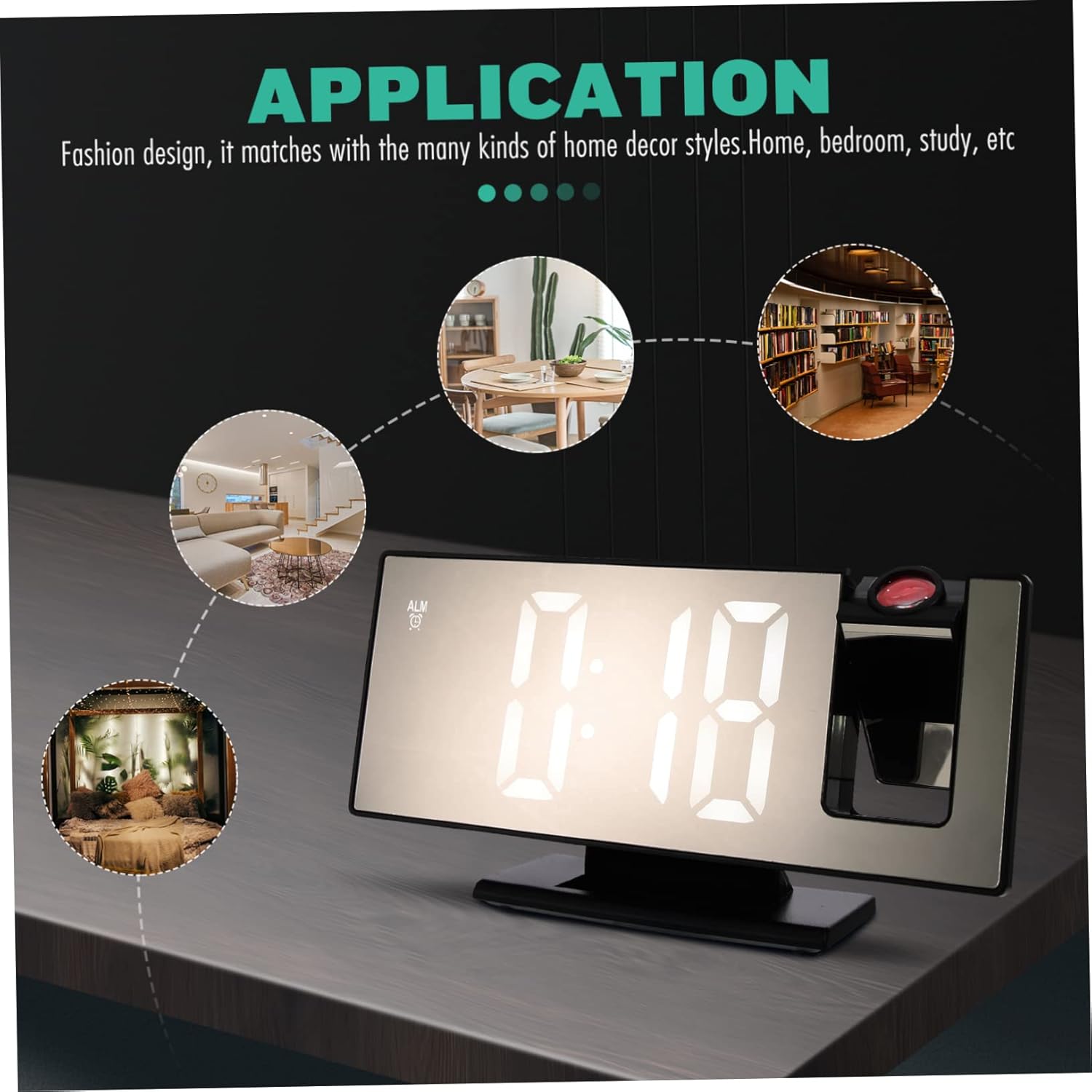 Zerodeko Digital Alarm Clock Night Light RGB Led Large Screen Projection Clock for Bedroom