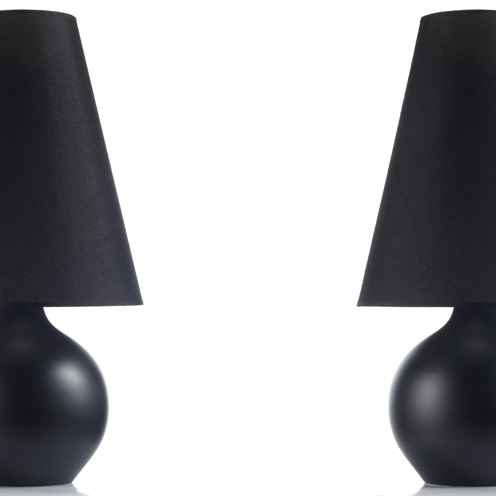 ONLI Lampada da Tavolo Colore Nero con Base in Ceramica e Paralume Cono in Tessuto