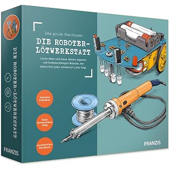 Franzis 67189 &ndash; The Large Starter Set, the Robot Soldering Workshop, Learn to Solder and Build Your Own Robot, Includes Solde