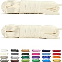 Laceter 2 Pairs 8mm Flat Cotton Shoelaces for Sneakers, Sneakers, Sports or City Shoes - Comfortable, Strong, Durable, for Men, Women, Kids