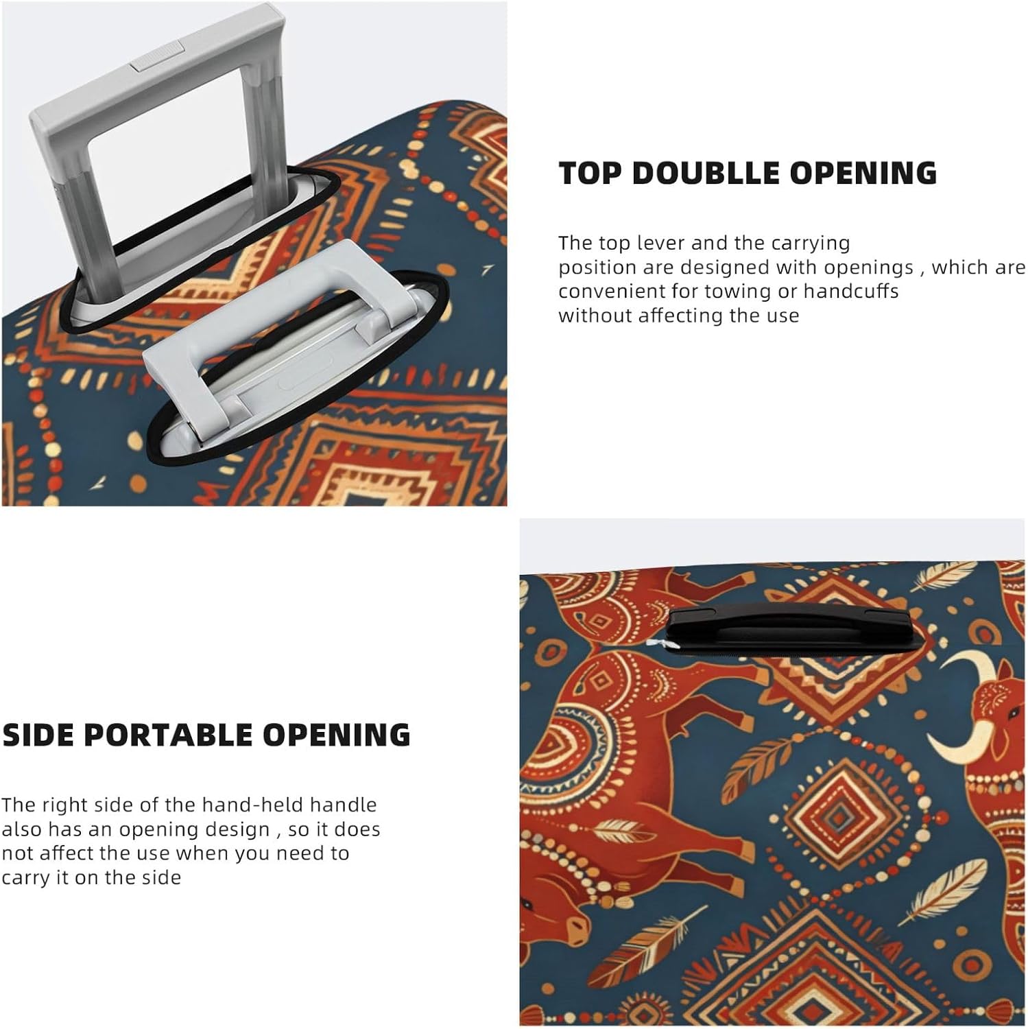 Tribal Bullprint Premium Suitcase Cover | Durable Polyester Elastic Luggage Cover With Zipper & Buckle, Travel Suitcase Protector For Medium Large Bags