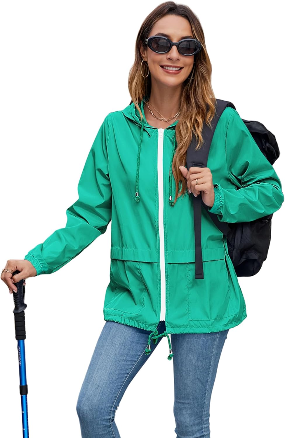Hount Women's Lightweight Hooded Raincoat Waterproof Packable Active Outdoor Rain Jacket (S-3XL) - Image 5