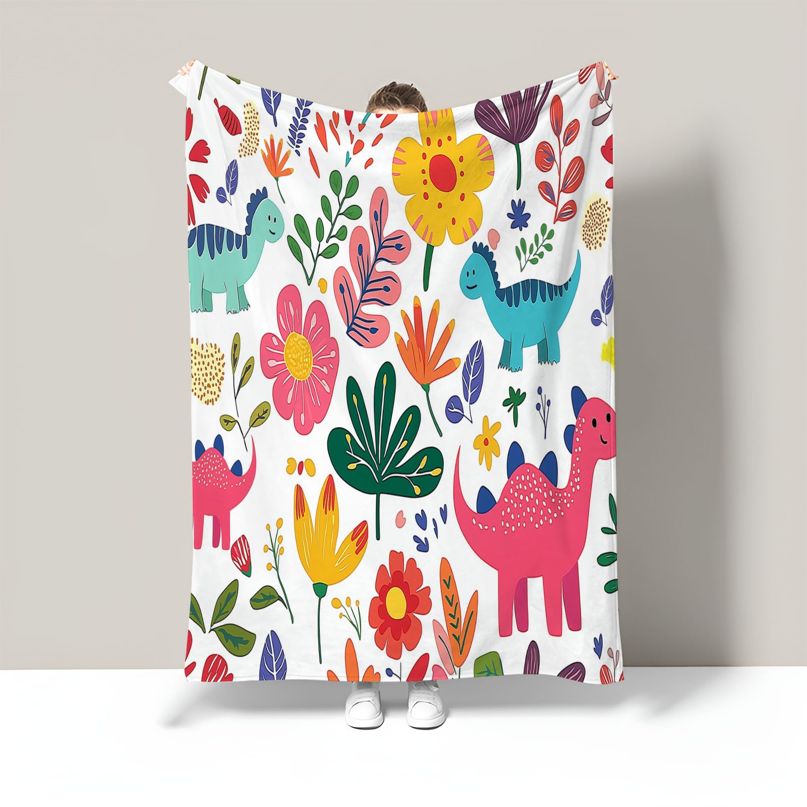 Couverture polaire 3D dinosaures 240x260 cm pour grand lit et canapé