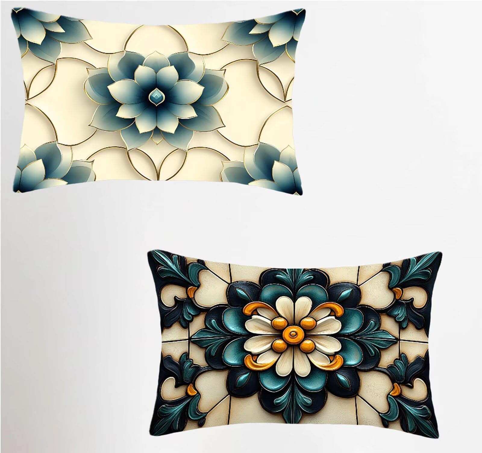 Federe Cuscino 60x80 Set di 2, Nordico Federe Cuscini Divano Lino, Rettangolari Copricuscini 60x80cm Con Cerniera Invisibile, Copricuscino per Camera Letto Casa Decorazioni Regalo, Boemia 1-4047
